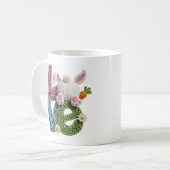 手編みのかぎ針編み イースター ラブ かわいい 手作り 美意識  コーヒーマグカップ (正面左)