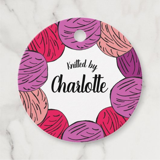 手編みのウールボールの贈り物 フェイバータグ (正面)