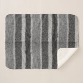 手編みの黒と白のレトロな手編みストライプの シェルパブランケット (正面(横))