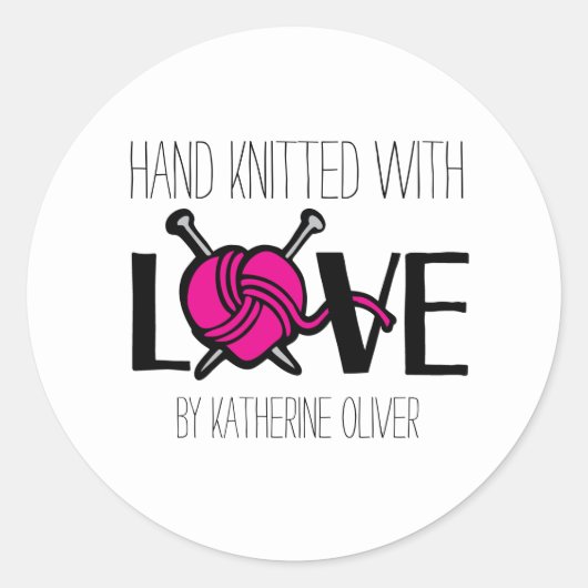 手編みニットのギフトステッカー ラウンドシール (正面)