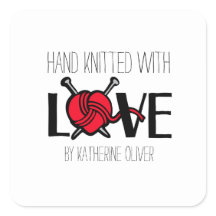 手編みニットの赤いウールギフトシール