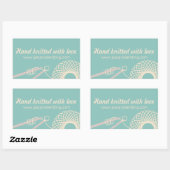 手編みニットティール(緑がかった色)クリームギフトシール 長方形シール (シート)