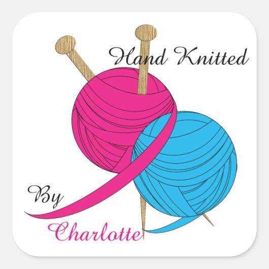 手編みパーソナライズされた スクエアシール (正面)