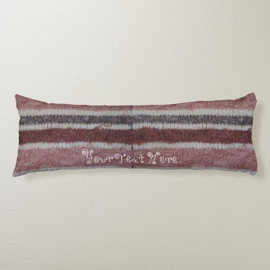 手編み茶色とビージュストライプのおもしろいヴィンテージ ボディピロー (正面)