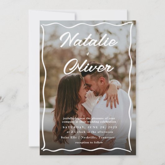 手縁ど引き白黒結婚の 招待状 (正面)