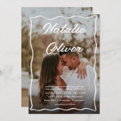 手縁ど引き白黒結婚の 招待状 (正面/裏面)