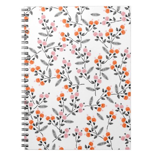 手縫い刺繍リバー付きシームレス模様 ノートブック (正面)