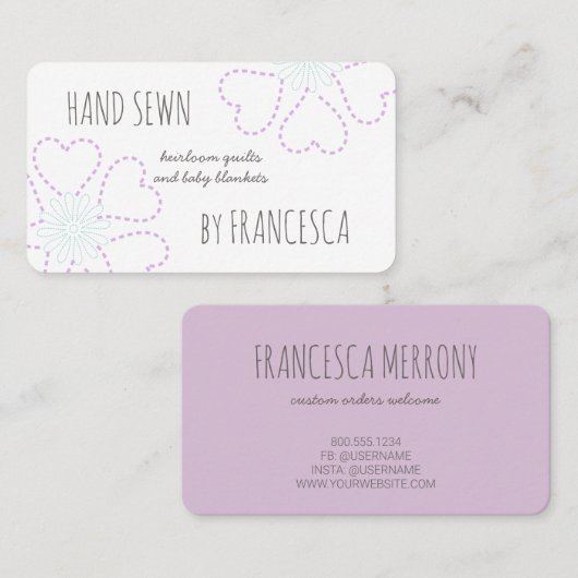 手縫い花のシーストレス生地の職人 名刺 (正面/裏面)