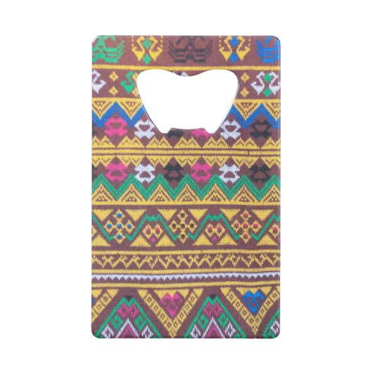 手織りタイ絹文 クレジットカード栓抜き (正面)