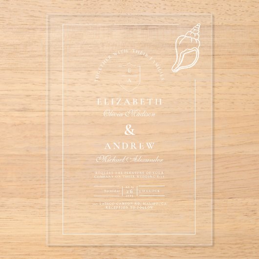 手航海の引き結婚の アクリル招待状 (正面)