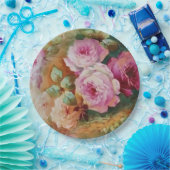 手色彩の鮮やかアンティークスタイルバラ誕生日結婚の ペーパープレート (パーティー)