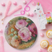 手色彩の鮮やかアンティークスタイルバラ誕生日結婚の ペーパープレート (パーティー)