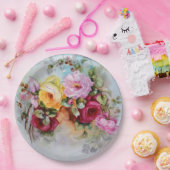 手色彩の鮮やかアンティークスタイルバラ誕生日結婚の ペーパープレート (パーティー)