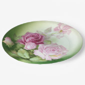 手色彩の鮮やかアンティークスタイルバラ誕生日結婚の ペーパープレート (アングル)