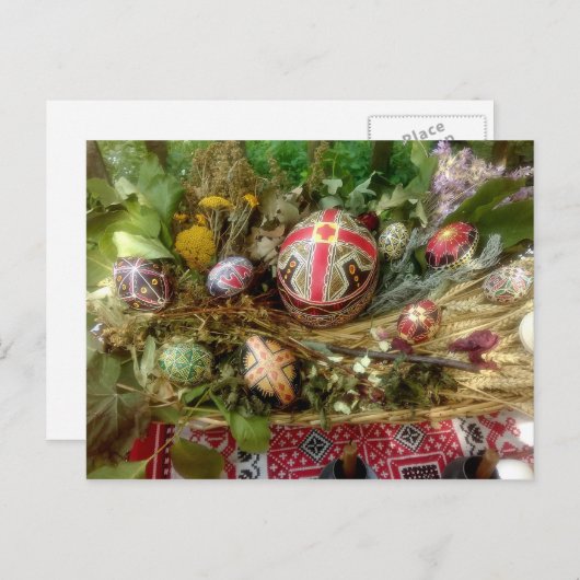 手色彩の鮮やかイースター卵 シーズンポストカード (正面/裏面)