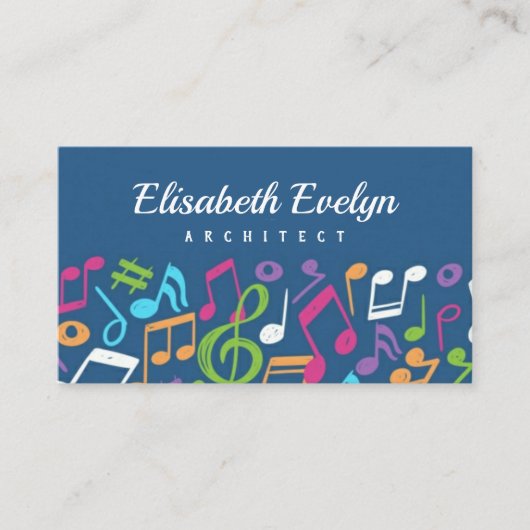 手色彩の鮮やかカラフル音符 名刺 (正面)