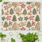 手色彩の鮮やかクリスマスCookie キッチンタオル (折り畳み)
