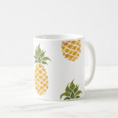 手色彩の鮮やかパイオン、水色の背景。 コーヒーマグカップ (正面右)