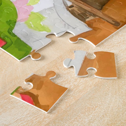 手色彩の鮮やか小さな赤い乗りフード大きな悪いオオカミ ジグソーパズル (側面)