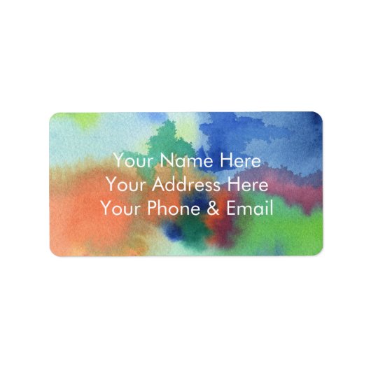 手色彩の鮮やか抽象芸術水彩ブルーオレンジグリーン ラベル (正面)