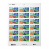 手色彩の鮮やか抽象芸術水彩ブルーオレンジグリーン ラベル (フルシート)