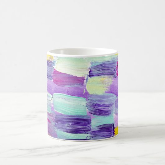 手色彩の鮮やか抽象芸術背景 コーヒーマグカップ (中央)