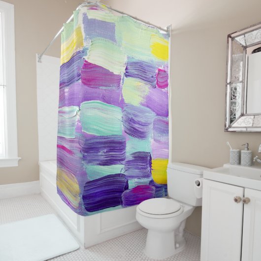 手色彩の鮮やか抽象芸術背景 シャワーカーテン (インサイチュ)