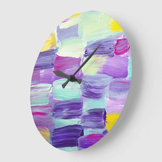 手色彩の鮮やか抽象芸術背景 ラージ壁時計 (傾斜)
