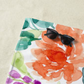 手色彩の鮮やか明るい水の色フローラ ビーチタオル (インサイチュ)