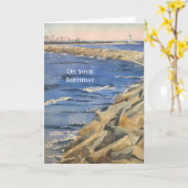 手色彩の鮮やか水カラー航海の誕生日カード カード (黄色い花)