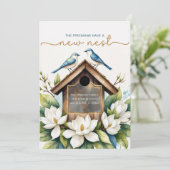 手色彩の鮮やか水色の動き発表カード 招待状 (スタンド正面)