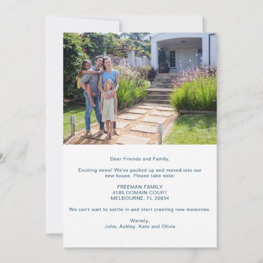 手色彩の鮮やか水色の動き発表カード 招待状 (裏面)