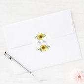 手色彩の鮮やか水色ひまわりスワッグラベル ラウンドシール (封筒)