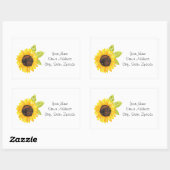 手色彩の鮮やか水色ひまわりラベル 長方形シール (シート)