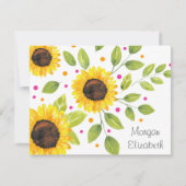 手色彩の鮮やか水色ひまわり花束 ノートカード (正面)