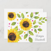 手色彩の鮮やか水色ひまわり花束 ノートカード (正面/裏面)