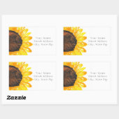 手色彩の鮮やか水色ひまわり2ラベル 長方形シール (シート)