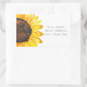 手色彩の鮮やか水色ひまわり2ラベル 長方形シール (バッグ)