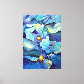 手色彩の鮮やか水色フローラアクア&ブルー キャンバスプリント (正面)