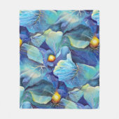 手色彩の鮮やか水色フローラアクア&ブルー フリースブランケット (正面)
