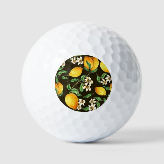 手色彩の鮮やか水色レモンパターン ゴルフボール (正面)