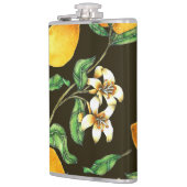 手色彩の鮮やか水色レモンパターン フラスク (左)