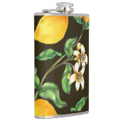 手色彩の鮮やか水色レモンパターン フラスク (右)