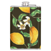 手色彩の鮮やか水色レモンパターン フラスク (裏面)