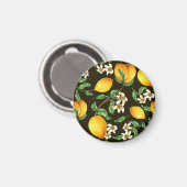 手色彩の鮮やか水色レモンパターン マグネット (正面/裏面)