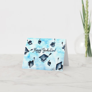 手色彩の鮮やか水色卒業カード ノートカード