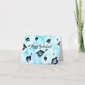 手色彩の鮮やか水色卒業カード ノートカード (正面)