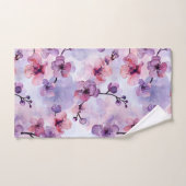 手色彩の鮮やか紫の花さくらんぼ バスタオルセット (ハンドタオル)