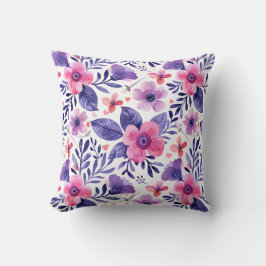 手色彩の鮮やか紫の花 クッション