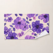 手色彩の鮮やか紫の花 バスタオルセット (ハンドタオル)